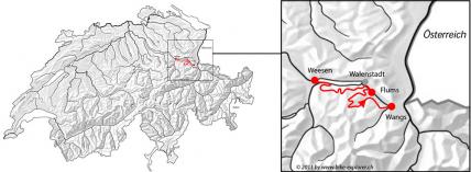 Top of Heidiland - Weesen - Wangs, Karte