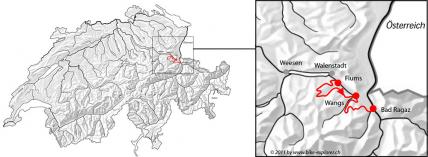 Top of Heidiland - Flums - Bad Ragaz, Karte