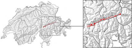 Top of Surselva - Disentis - Chur, Karte