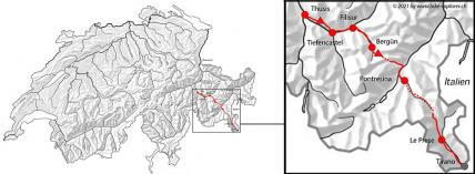 Via Albula/Bernina, Karte