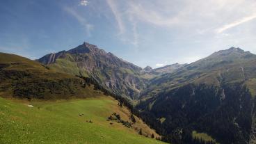 Top of Val Schons, Blick auf den Piz Beverin